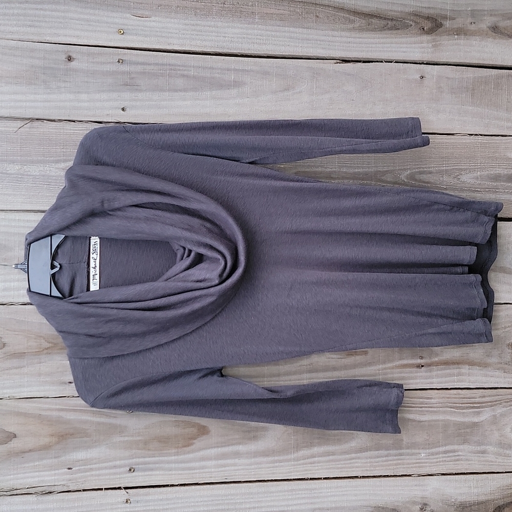 Michael Stars Dark Charcoal, Cowl Neck blouse w/quarter length sleeves (19&1/2")